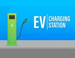 elektrisch auto opladen. ev station. voertuig staand vector