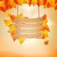 herfst achtergrond met houten plank. vector