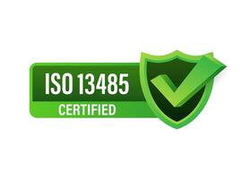 iso 13485 gecertificeerd insigne, icoon. certificaat stempel. vlak ontwerp vector