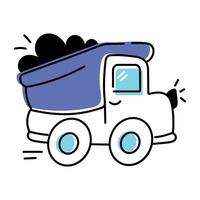 modieus tekening icoon van een kipwagen vrachtauto vector