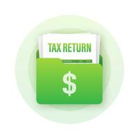 belasting terugkeer in vlak stijl. vlak vector illustratie. online belasting betaling