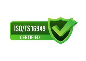 iso ts 16949 gecertificeerd insigne, icoon. certificaat stempel. vlak ontwerp vector