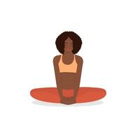 zwarte vrouw yoga geïsoleerd op de witte. vector illustratie