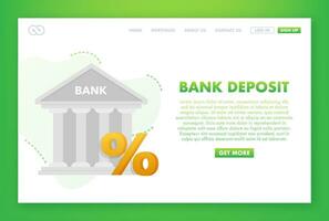 bank storting en procent teken. online bankieren. bedrijf financieel investering. vector voorraad illustratie.