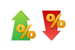percentage met pijl omhoog en omlaag. bankieren, credit, interesseren tarief. vector voorraad illustratie