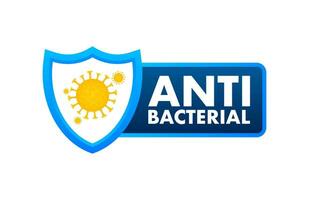 anti bacterieel en virus oplossing. 3d schild icoon. wit achtergrond. vector