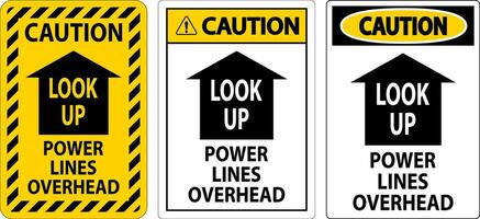 elektrisch veiligheid teken voorzichtigheid kijken omhoog, macht lijnen overhead vector