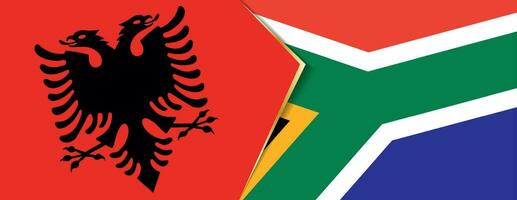 Albanië en zuiden Afrika vlaggen, twee vector vlaggen.