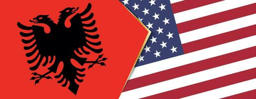 Albanië en Verenigde Staten van Amerika vlaggen, twee vector vlaggen.