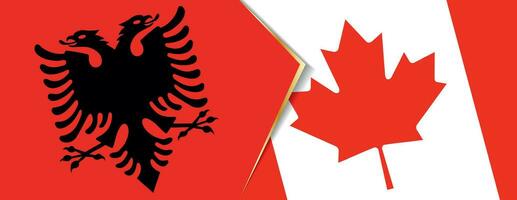 Albanië en Canada vlaggen, twee vector vlaggen.