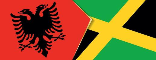Albanië en Jamaica vlaggen, twee vector vlaggen.