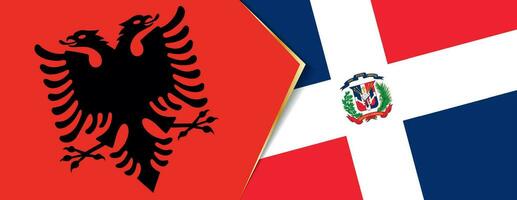 Albanië en dominicaans republiek vlaggen, twee vector vlaggen.