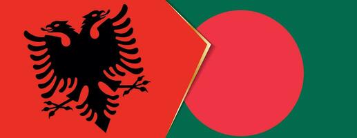 Albanië en Bangladesh vlaggen, twee vector vlaggen.