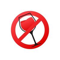 icoon met zwart Nee wijn Aan wit achtergrond. symbool, logo illustratie. waarschuwing icoon vector