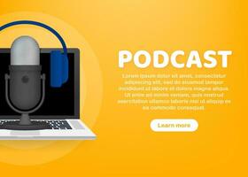 podcasten. insigne, icoon postzegel logo vector voorraad illustratie