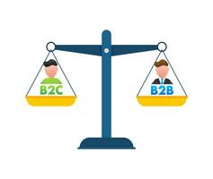 b2c vs B2B balans Aan de schaal. balans Aan schaal. bedrijf concept. vector voorraad illustratie