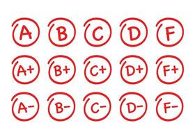 rang resultaten set. hand- getrokken vector rang in rood cirkel. vector voorraad illustratie.