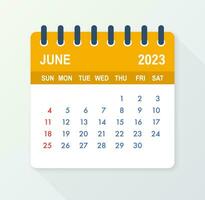 juni 2023 kalender blad. kalender 2023 in vlak stijl. vector illustratie