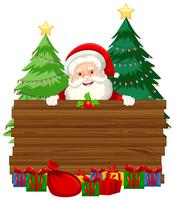 Kerstman voor lege houten banner vector