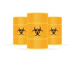 vaten van biohazard afval, radioactief verspilling Aan wit achtergrond. vector illustratie.