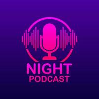 nacht podcast icoon, vector symbool in vlak isometrische stijl geïsoleerd Aan kleur achtergrond. vector voorraad illustratie