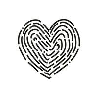 vingerafdruk hart icoon. romantisch hand getekend teken, tekening vector illustratie geïsoleerd Aan wit achtergrond