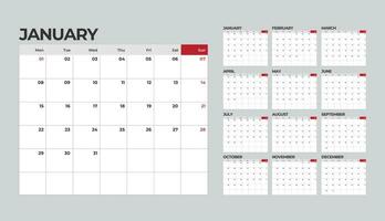 bureau maandelijks kalender sjabloon voor 2024 jaar voor bedrijf vector
