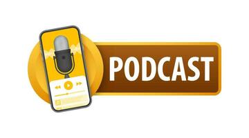 podcasten. insigne, icoon postzegel logo vector voorraad illustratie