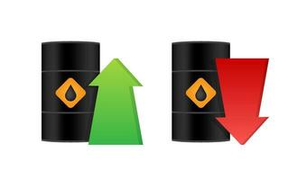 stijgen en afwijzen in prijs van olie markt prijzen. olie vaten. wereld inflatie. vector voorraad illustratie