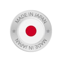 glanzend metaal insigne icoon, gemaakt in Japan met vlag. vector voorraad illustratie