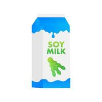 biologisch soja melk pakket. gezond voeding, tekenfilm melk. vector voorraad illustratie