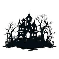 halloween achtervolgd huis vector silhouet, eng huis clip art silhouet halloween huis zwart silhouet