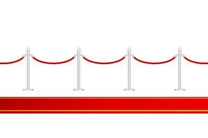 rood tapijt met rood touwen Aan gouden rongen. exclusief evenement, film première, gala, ceremonie, prijzen concept. vector voorraad illustratie.