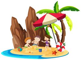 Kinderen spelen op het strand vector