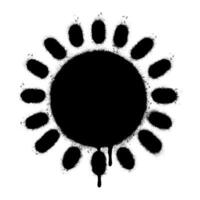 verstuiven geschilderd graffiti zonneschijn icoon gespoten geïsoleerd met een wit achtergrond. graffiti zon zomer weer symbool met over- verstuiven in zwart over- wit. vector