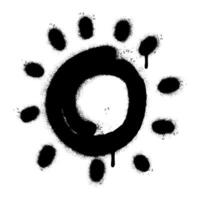 verstuiven geschilderd graffiti zonneschijn icoon gespoten geïsoleerd met een wit achtergrond. graffiti zon zomer weer symbool met over- verstuiven in zwart over- wit. vector