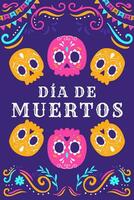 hand- getrokken vlak dia de Muertos verticaal banier illustratie vector