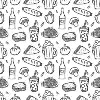 naadloos voedsel patroon. getrokken tekening voedsel achtergrond vector
