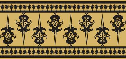 vector goud en zwart naadloos byzantijns ornament. eindeloos grens, kader van oude Griekenland en oostelijk Romeins rijk. decoratie van de Russisch orthodox kerk