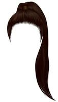 modieus Dames haren brunette bruin kleur .hoog paardenstaart . mode schoonheid stijl . vector