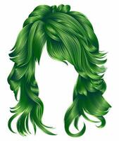 modieus vrouw lang haren groen kleuren .schoonheid mode . realistisch 3d vector