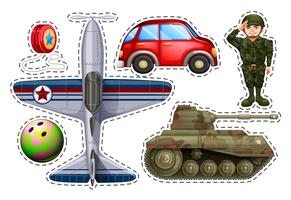 Sticker set van verschillende speelgoed vector