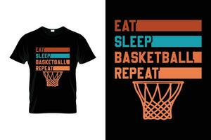 eten slaap basketbal herhaling grappig basketbal geschenk t-shirt vector