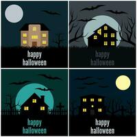 verzameling van vier vector illustraties voor halloween