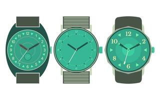 reeks van drie mechanisch horloges. vector illustratie