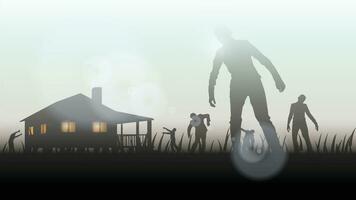 zombie huis silhouet vector