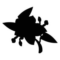 zwart silhouet van een bloem icoon vector met de bladeren Aan een wit achtergrond. looks Leuk vinden lieveheersbeestje. vector illustratie
