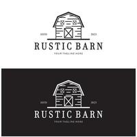 wijnoogst biologisch boerderij of schuur, magazijn, rustiek schuur en dier boerderij logo ontwerp. vector