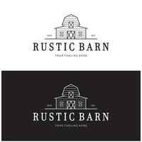 wijnoogst biologisch boerderij of schuur, magazijn, rustiek schuur en dier boerderij logo ontwerp. vector
