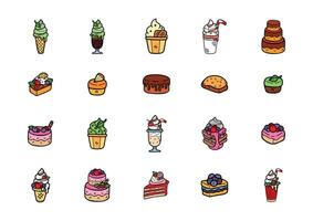 schattig item hand tekenen desserts bakkerij reeks vector